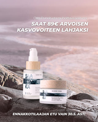 🎁 ENNAKKOETU 89€ lahja sinulle: Punoitusta rauhoittava seerumi + Punoitusta rauhoittava 24H kasvovoide