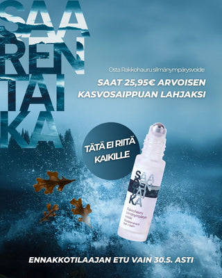 🎁 ENNAKKOETU 25€ lahja sinulle: Rakkohauru silmänympärysvoide + Rakkohauru kasvosaippua
