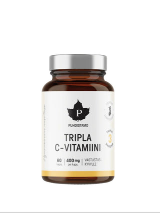 Tripla C-vitamiini, vegaaninen - Puhdistamo Lisäravinne Puhdistamo