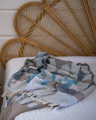 Hamam-pyyhe! Väre Turkoosi-Oranssi - Koko 90x175cm, 400g, 100% puuvillaa, käy myös isokokoisille Hamam-pyyhe Saaren Taika Decor