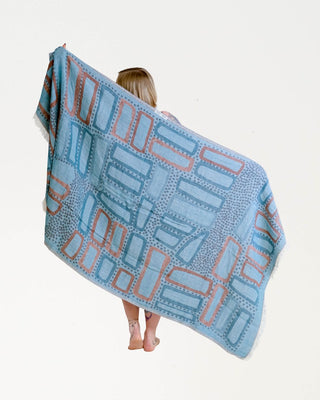 Hamam-pyyhe Kivikko Musta-Turkoosi ripustuslenkillä, 100% puuvillaa, 175x90cm, 440g
