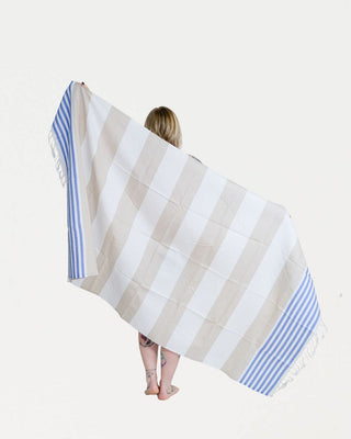 Hamam-pyyhe! Seilori Beige-Sininen! - Koko 100x180cm, 100% puuvillaa, paino 280g Decor