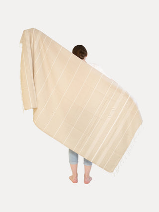 Hamam-pyyhe Sulo Beige, 100% kierrätyspuuvillaa, 95x180cm, 250g