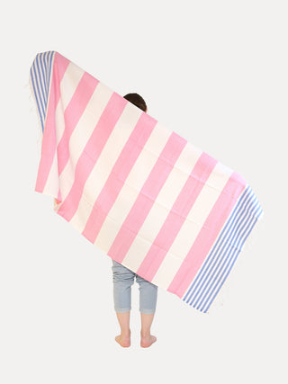 Hamam-pyyhe Seilori Pinkki-Sininen, ripustuslenkillä, 100% puuvillaa, 100x175cm, 250g