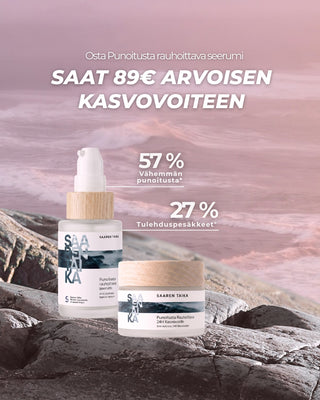 Osta punoitusta rauhoittava seerumi, saat 89€ kasvovoiteen kaupan päälle. Seerumi tutkitusti vähentää 57 % punoitusta ja 27 % tulehduspesäkkeitä.