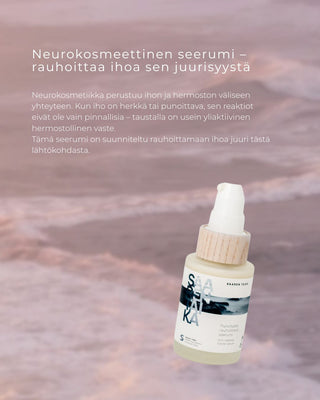 Punoitusta rauhoittava suojamuuria vahvistava seerumi ruusufinniin ja couperosaan taipuvalle iholle, hajusteeton, vegaaninen