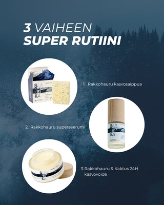 Rakkohauru superseerumi, peptidit, retinoli, hyaluronihappo, maksaläiskät, juonteet, ihohuokoset