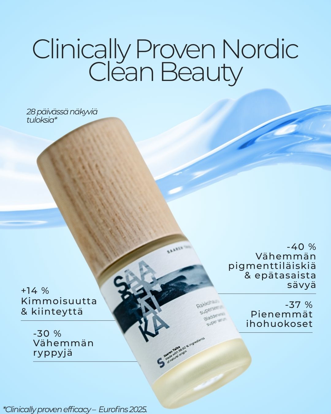 Rakkohauru superseerumi, peptidit, retinoli, hyaluronihappo, maksaläiskät, juonteet, ihohuokoset Kasvoseerumi Saaren Taika