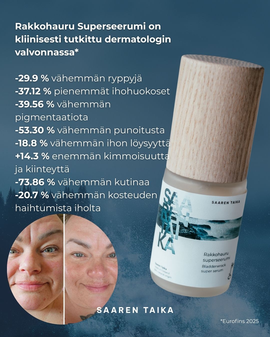 Rakkohauru superseerumi, peptidit, retinoli, hyaluronihappo, maksaläiskät, juonteet, ihohuokoset Kasvoseerumi Saaren Taika