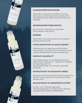 Rakkohauru silmänympärysvoide roll-on, turvotukseen, tummiin silmänalusiin ja juonteisiin, vegaaninen, hajusteeton