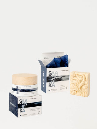 Saaen Taika tuotesetti ruusufinnin, couperosan ja punoitusoireisen ihon päivittäiseen hoitoon