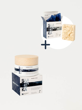 Saaen Taika tuotesetti ruusufinnin, couperosan ja punoitusoireisen ihon päivittäiseen hoitoon