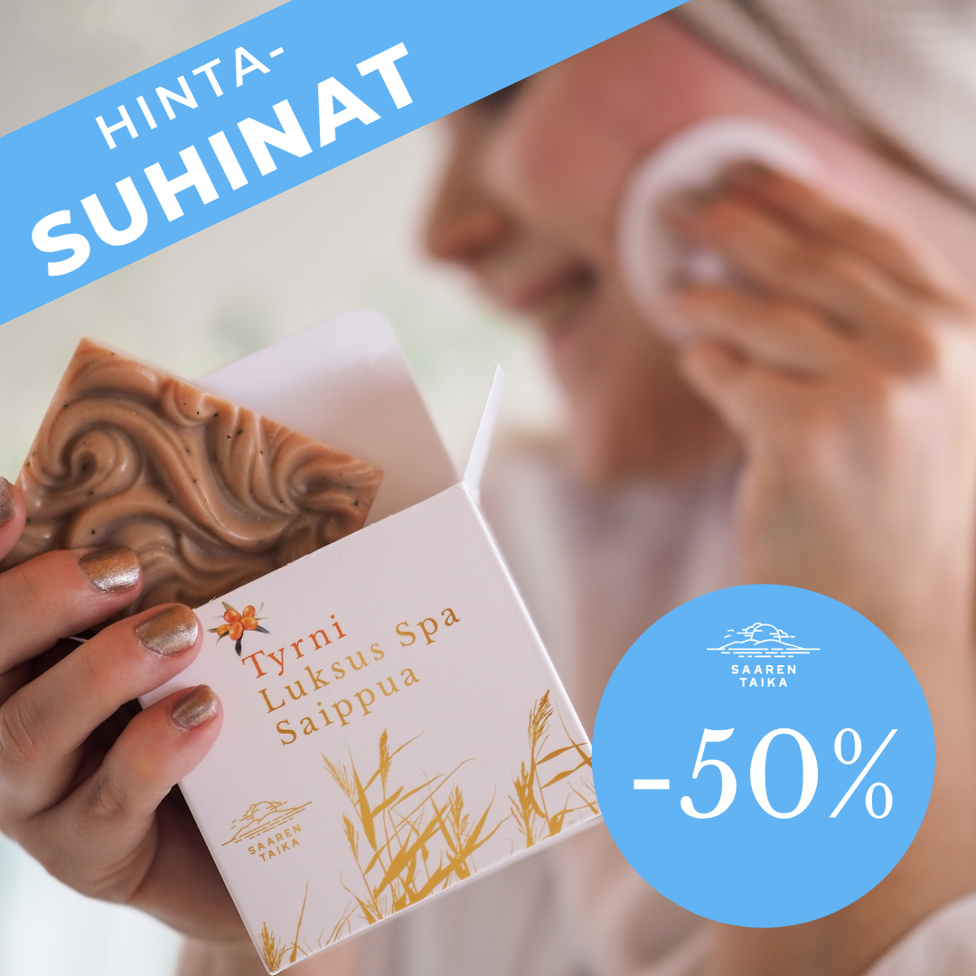 II-laatuinen HintaSuhinatuote Tyrni Luksus Spa Saippua, kosteuttava, sopii myös ruusufinni-, rosacea- ja couperosa iholle, 100% luonnollinen, vegaaninen - JOKAISESTA LAHJOITETAAN 5€ NAISTEN LINJALLE - Saaren Taika Original 🇫🇮