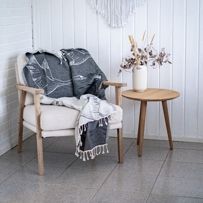 Hamam towel! Swan Black-White - Size 100x175cm, 100% cotton - Saaren Taika Decor
