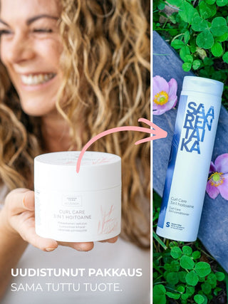 Curl Care 3 in 1 hoitoaine, Curly Girl metodiin, taipuisalle & kiharalle hiukselle, silikoniton