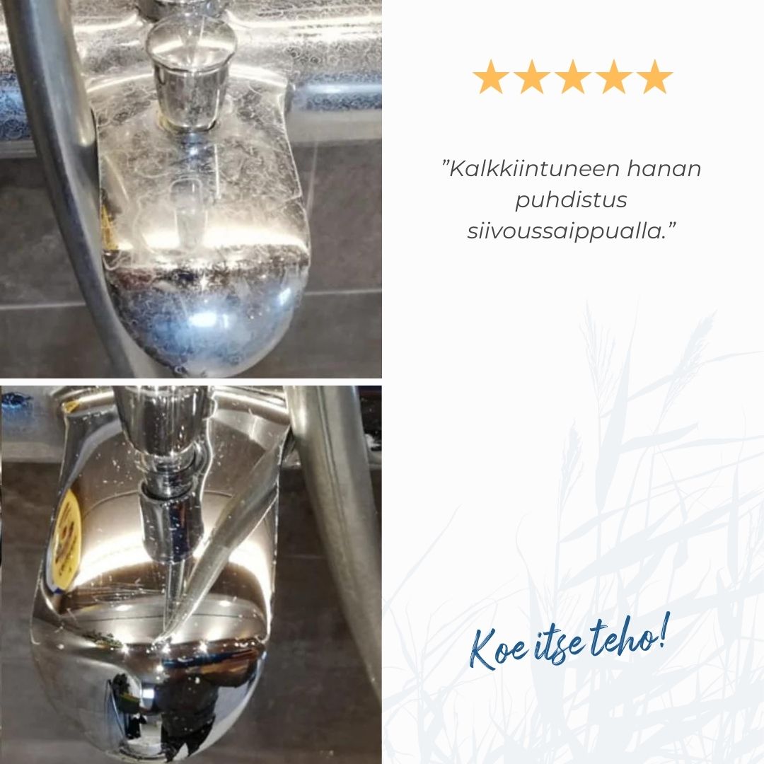 ”Kalkkiintuneen hanan puhdistus siivoussaippualla.”