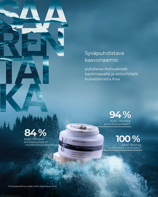 Syväpuhdistava Aktiivihiili Savi kasvonaamio, puhdistaa ihohuokoset ja vähentää mustapäitä kuivattamatta ihoasi, rasvoittuvalle ja akneen taipuvalle iholle 