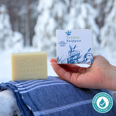 Tea tree soap, suitable for e.g. for itchy or acne skin, antibacterial & moisturizing - Saaren Taika 🇫🇮