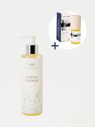 Teepuusetti - Jojoba teepuuöljy & Nestemäinen teepuusaippua