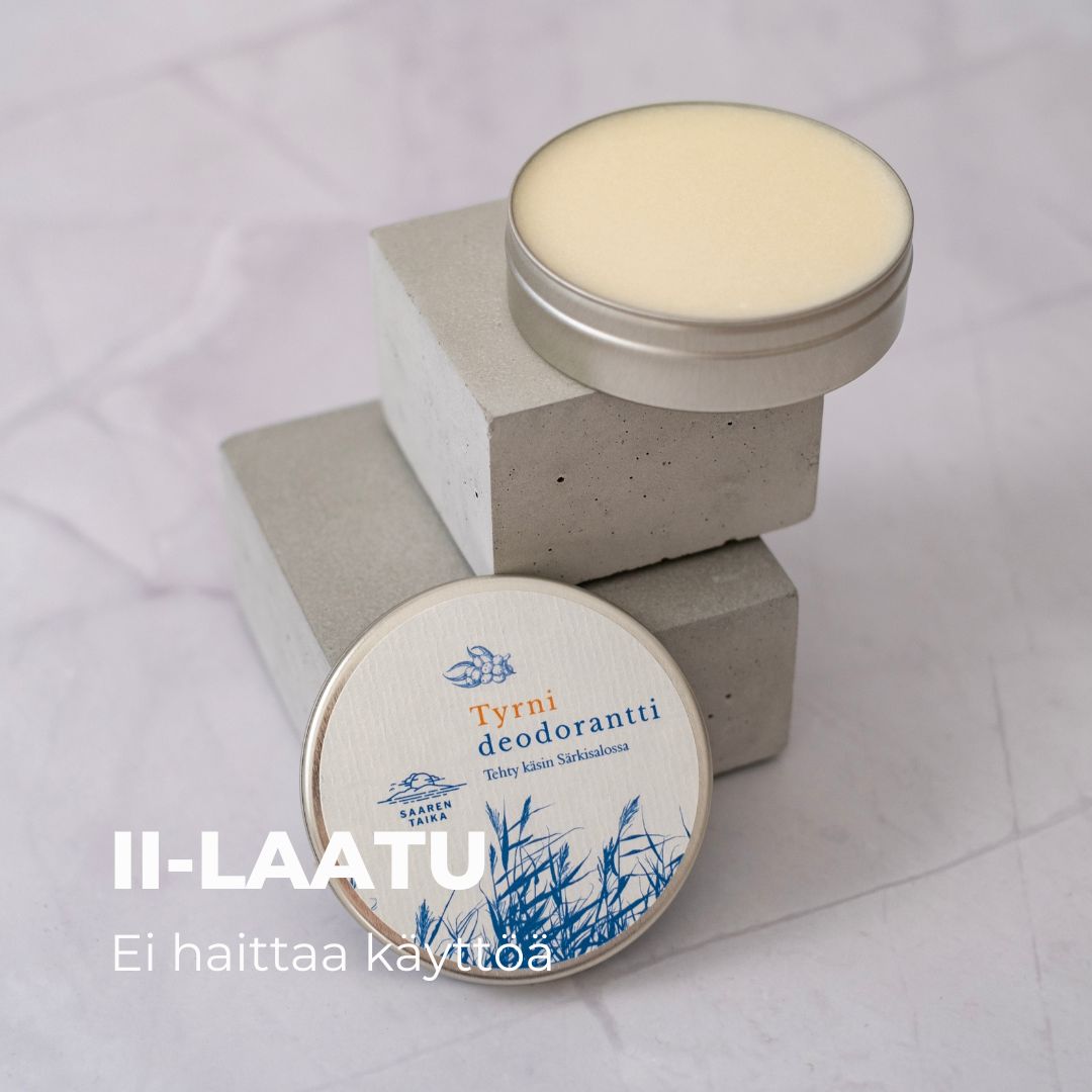 II-LAATU Voidedeodorantti Tyrni on UNISEX, 100% luonnollinen, vegaaninen, alumiiniton ja soodaton, n. 50ml Voidedeodorantti Saaren Taika Handmade