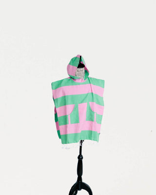 Lasten Hamam-kylpyponcho, pinkki-vihreä, 100% puuvillaa, 65x60,5cm - Saaren Taika Decor