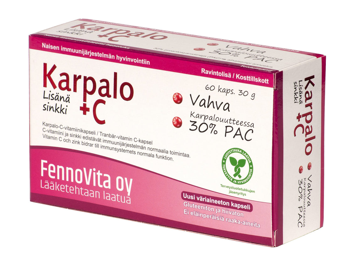 Karpalo + C-vit ja Sinkki, 60 kaps. - Fennovita