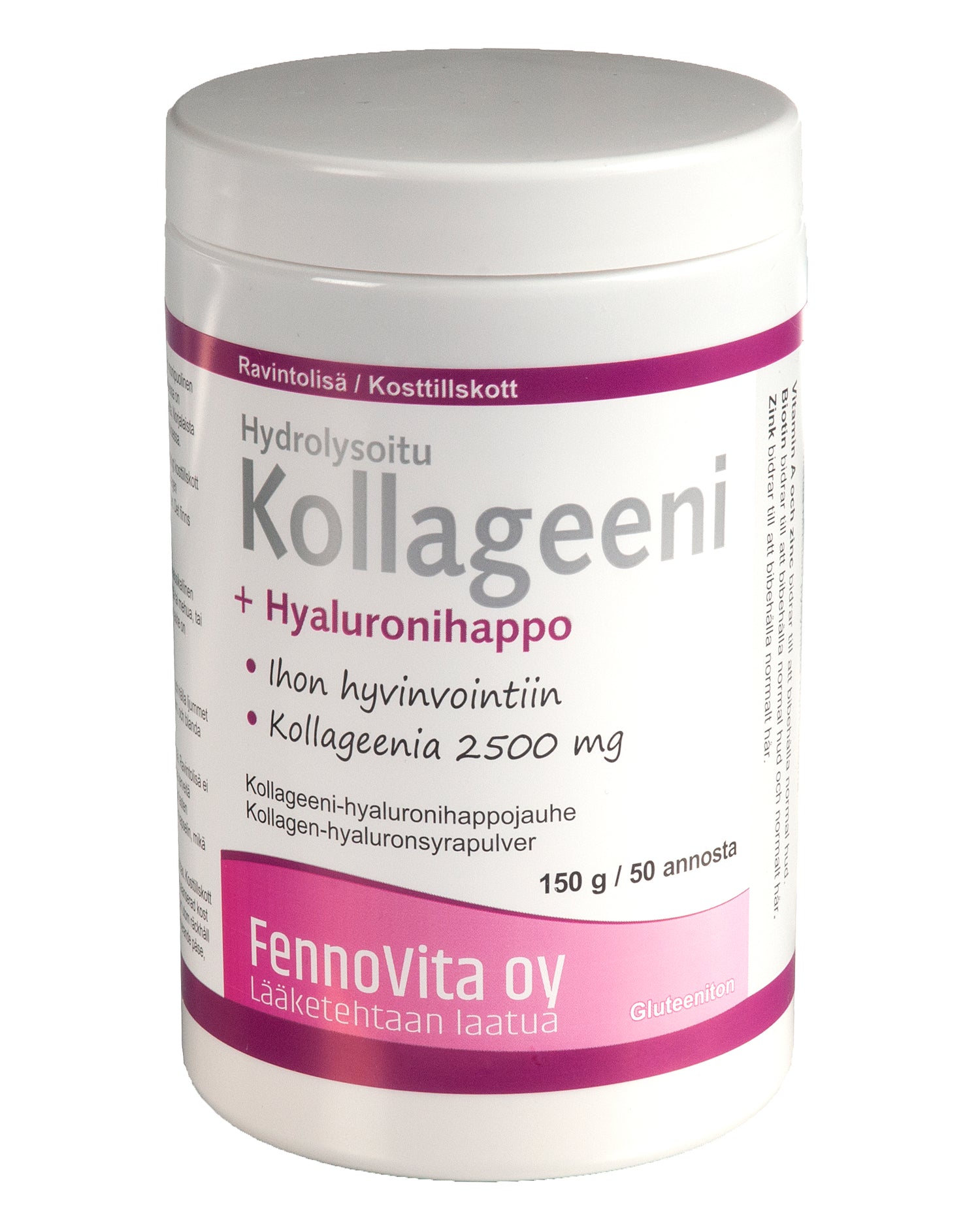 Kollageeni + Hyaluronihappojauhe, 150 g / 50 annosta - Fennovita