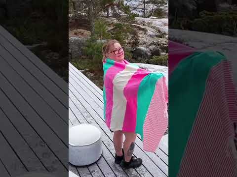 Hamam-pyyhe Seikkailu Turkoosi-Sininen ripustuslenkillä, 100% puuvillaa