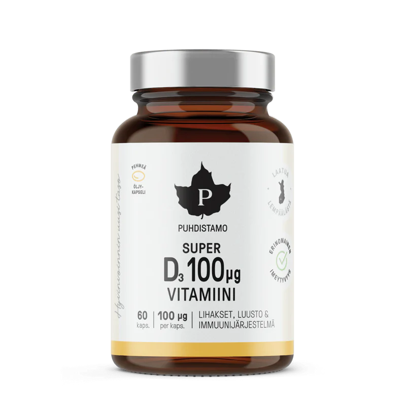 Super D-vitamiini 100 μg, 60 kaps - Puhdistamo